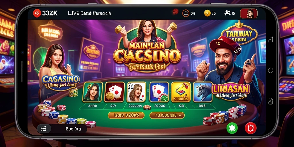 Gambaran gameplay Live Casino yang mendebarkan di 33ZK.