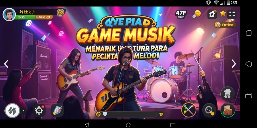Tangkapan layar utama 47F menampilkan gameplay musik yang interaktif dan mengasyikkan.