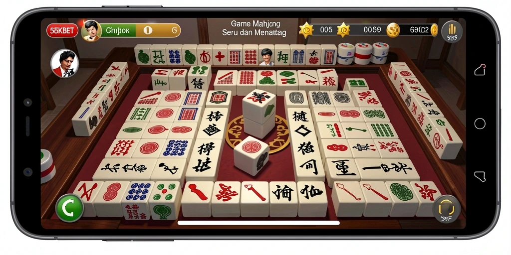 Screenshot gameplay seru dalam 55KBET Mahjong.