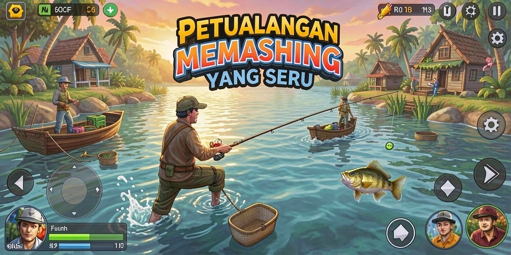 Gameplay mendebarkan dalam 6CF saat memancing berbagai jenis ikan.