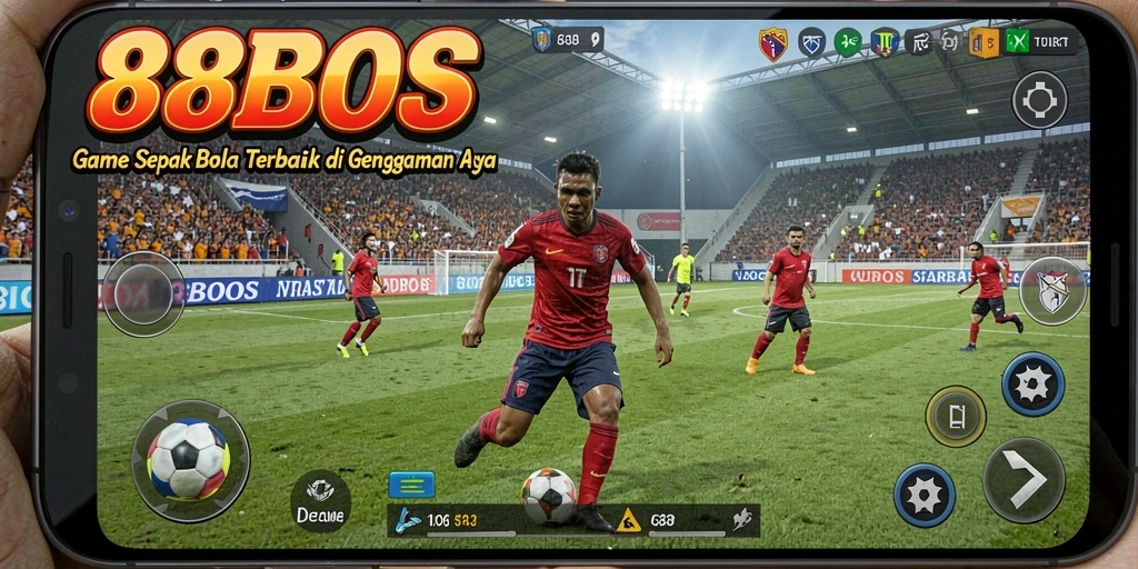 Tampilan gameplay 88BOS dengan aksi sepak bola yang mendebarkan.
