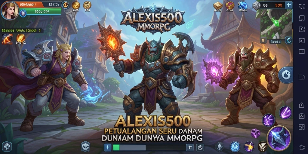Screenshot gameplay ALEXIS500 yang menunjukkan aksi seru dalam pertempuran MMORPG.