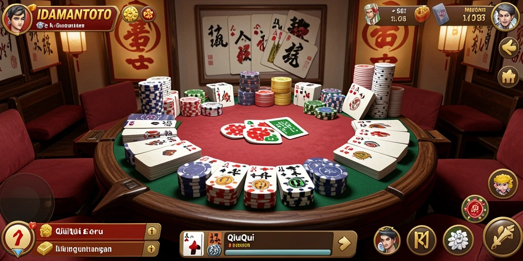 Tampilan gameplay seru di IDAMANTOTO dengan kartu QiuQiu.