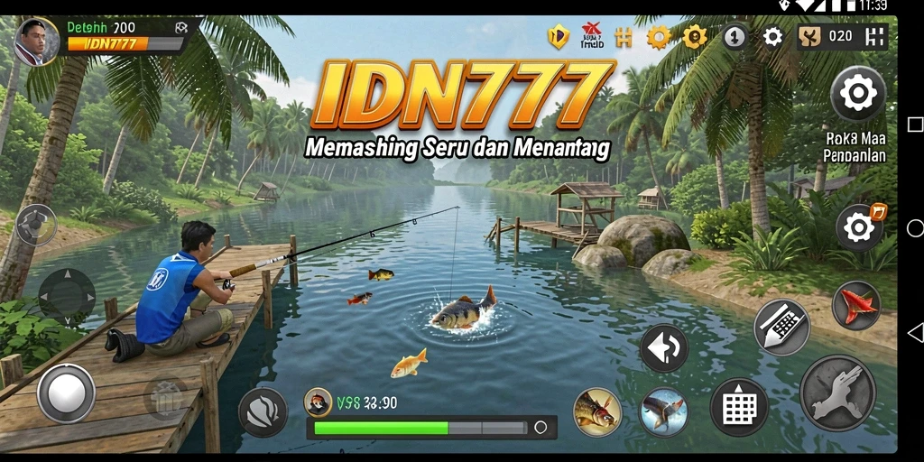 Screenshot gameplay IDN777 menampilkan pengalaman memancing yang seru dan warna-warni.