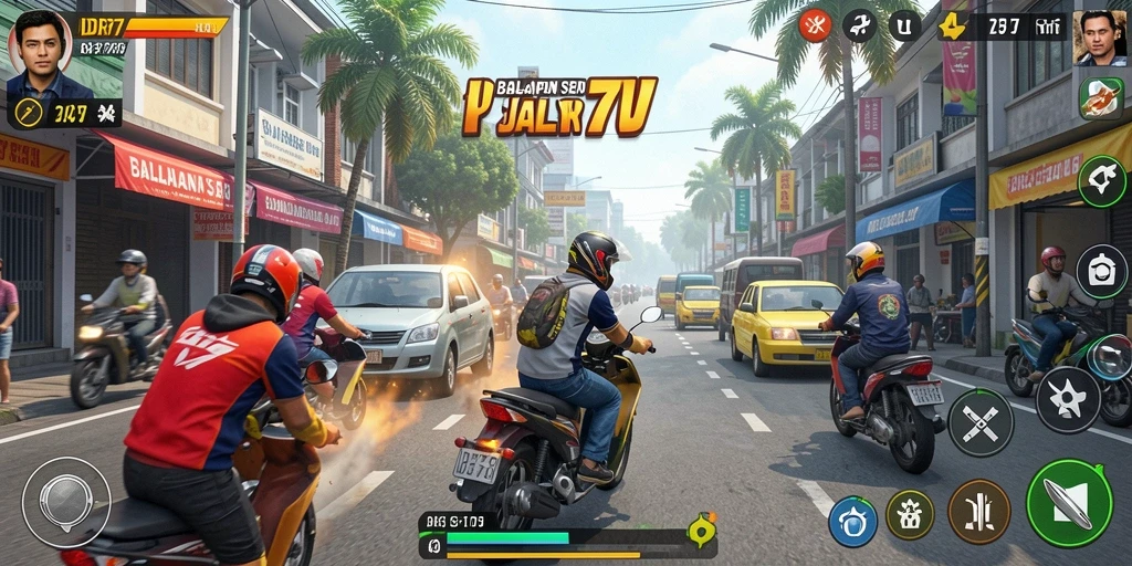Tampilan gameplay seru dari IDR77 saat balapan di trek yang menegangkan.