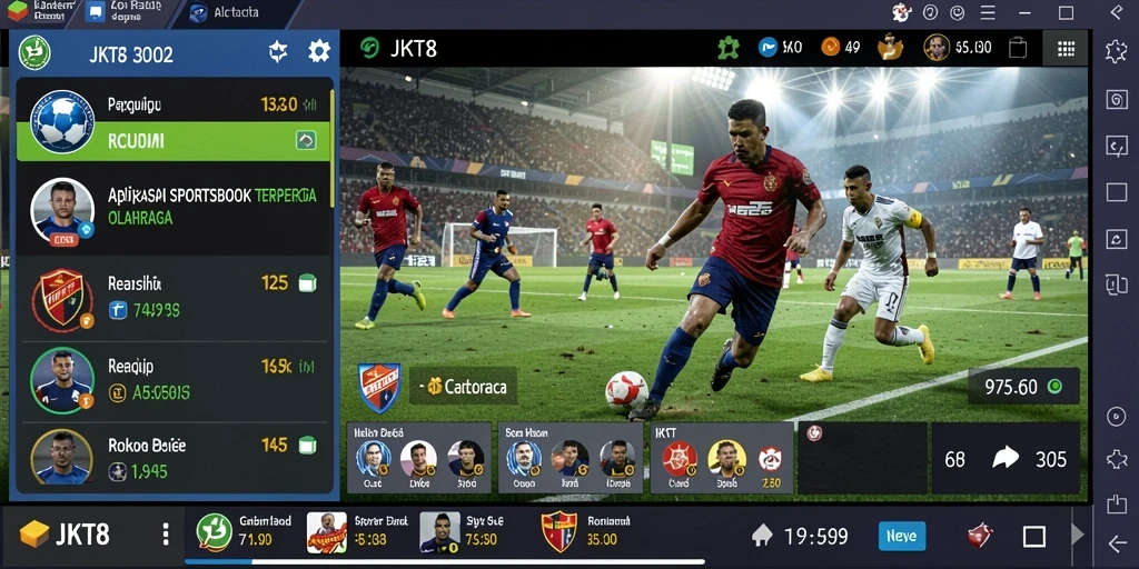 Tampilan gameplay aplikasi Sportsbook JKT8 yang intuitif dan menarik.
