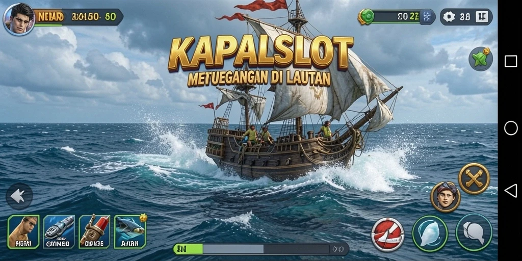 Tampilan gameplay KAPALSLOT yang memukau di lautan.