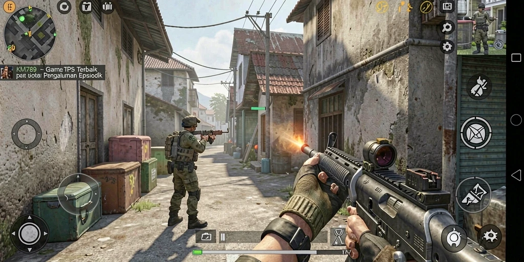Tampilan gameplay menegangkan dari KM789 dengan aksi TPS yang seru.