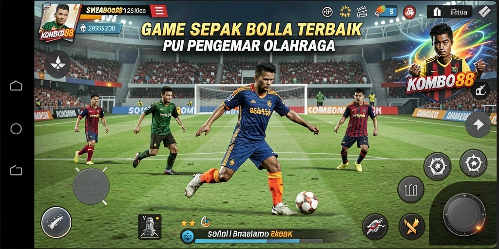 Tampilan gameplay KOMBO88 dengan aksi sepak bola yang spektakuler.