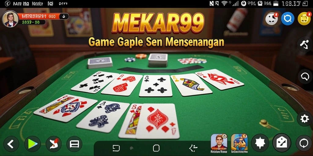 Tampilan gameplay seru di MEKAR99 dengan kartu Gaple.