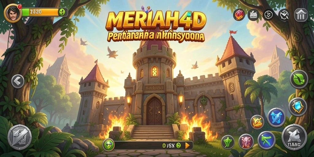 Tangkapan layar gameplay MERIAH4D yang mendebarkan dengan menara dan musuh.