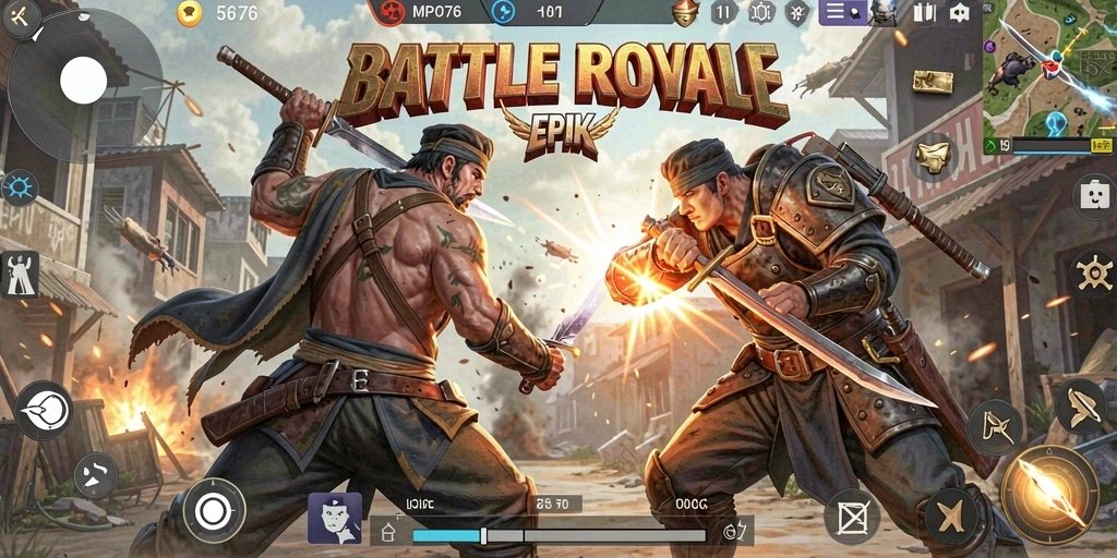 Tangkapan layar MPO76 menampilkan aksi seru dalam pertarungan Battle Royale.