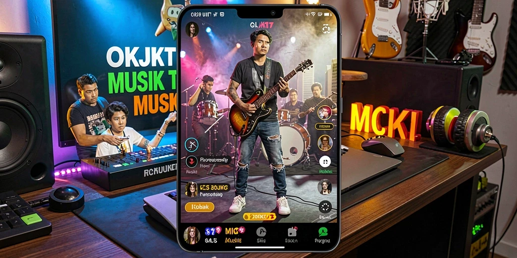 Tampilan gameplay OKJKT yang menarik dan interaktif dalam bermain musik.