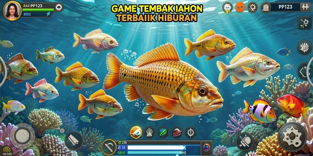 Tampilan gameplay PP123 yang menarik saat menembak ikan.