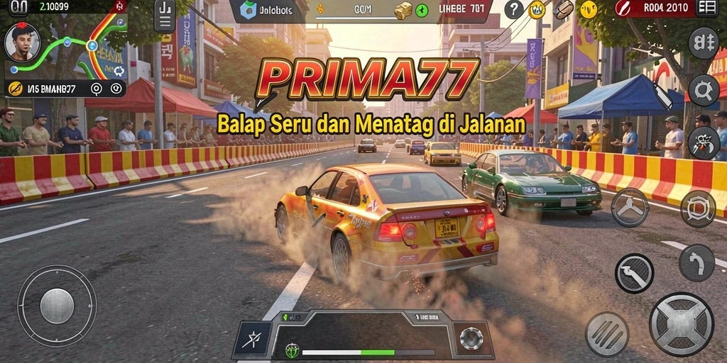 Tangkapan layar permainan PRIMA77 menampilkan balapan seru dan menegangkan.