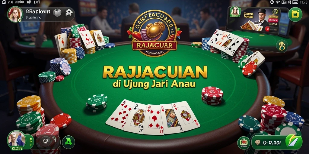 Screenshot gameplay RAJACUAN yang menggambarkan keseruan bermain poker.