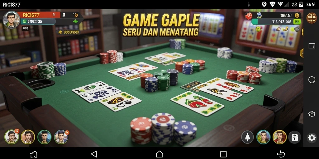 Skrinsut gameplay RICIS77 menampilkan momen seru permainan Gaple.