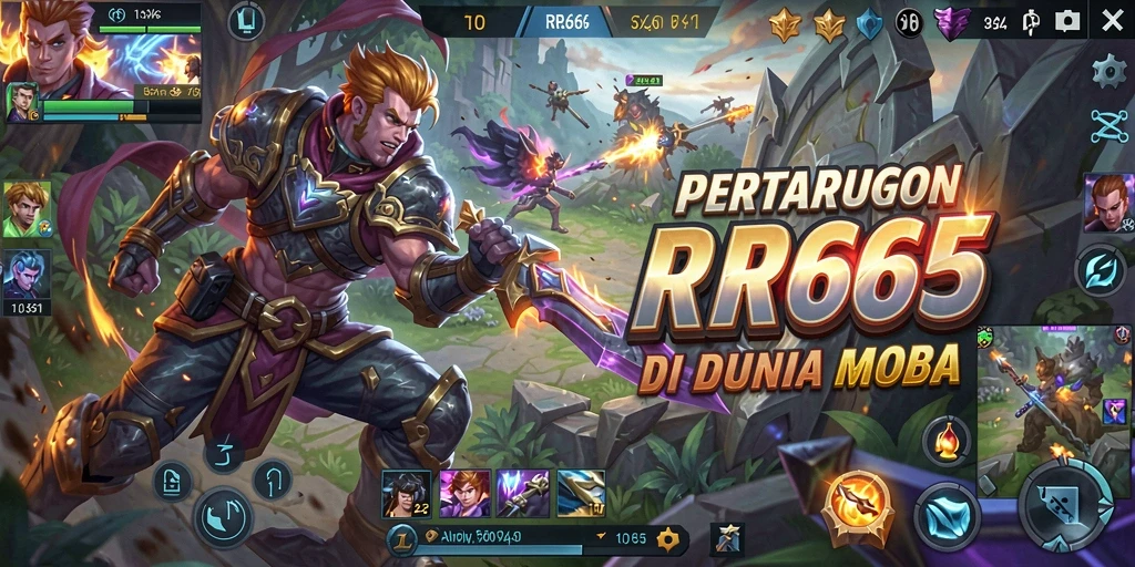 Tangkapan layar menunjukkan pertarungan epik dalam game MOBA.