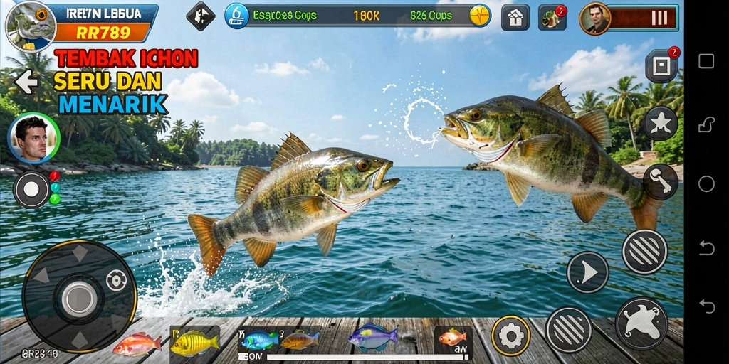 Tampilan gameplay RR789 yang menampilkan serunya menembak ikan.